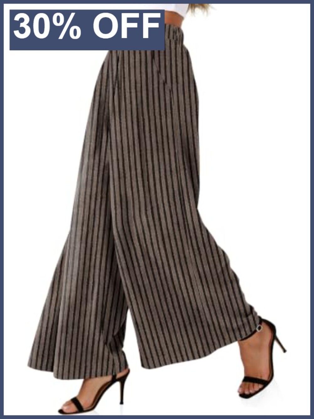 Women's Linen Palazzo Pants High Waist Pleated Wide Leg Trousers with Pockets